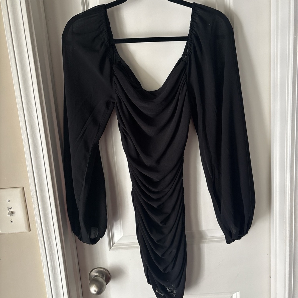 Elegant Black Ruched Dress